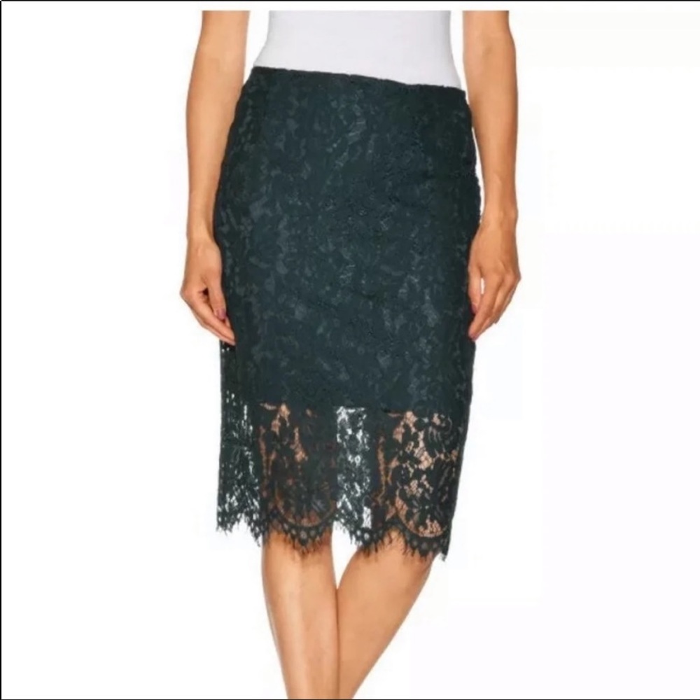 Vero Moda Dark Green Lace Pencil Skirt